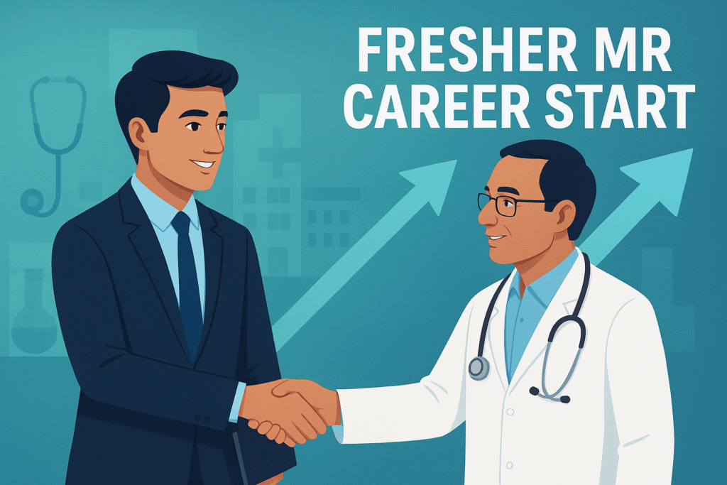 Fresher Medical Representative shaking hands with doctor β career start guide
