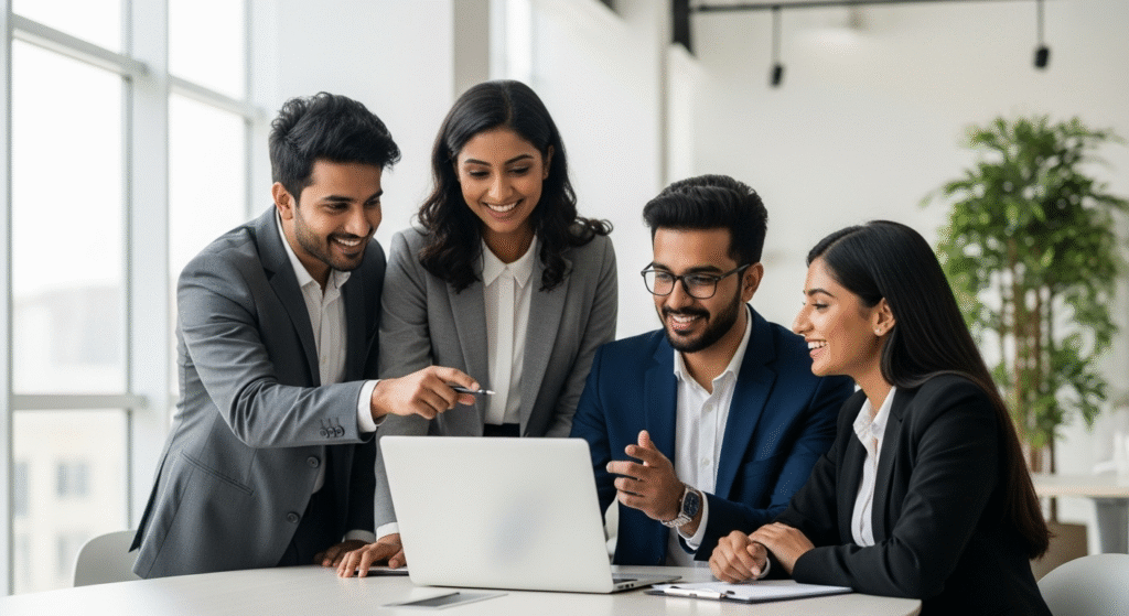 About Us page image showing professional Indian team working together with trust and collaboration