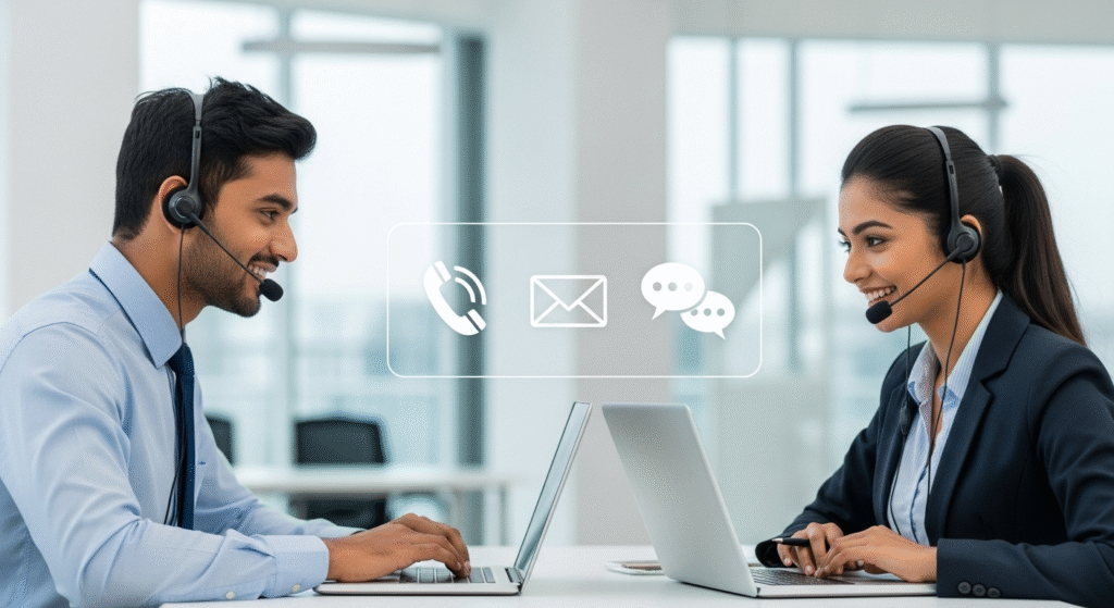Contact Us page image showing professional support team with email.